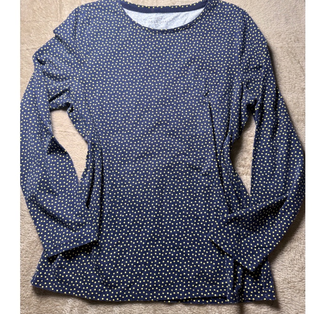 Talbots Petite Polka Dot Long Sleeve Crew Neck Tee Shirt LP Basics Everyday